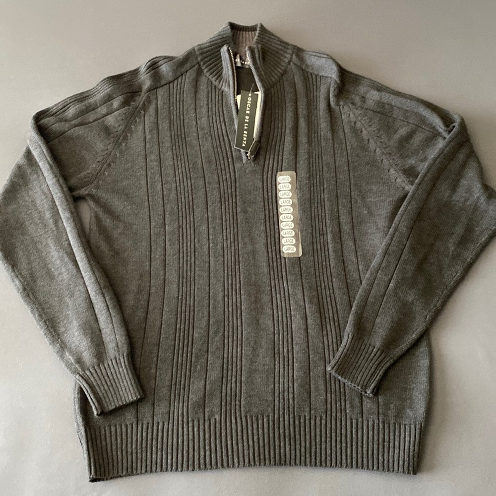 NWT mens quarter zip sweater, Oscar de la Renta, size large
